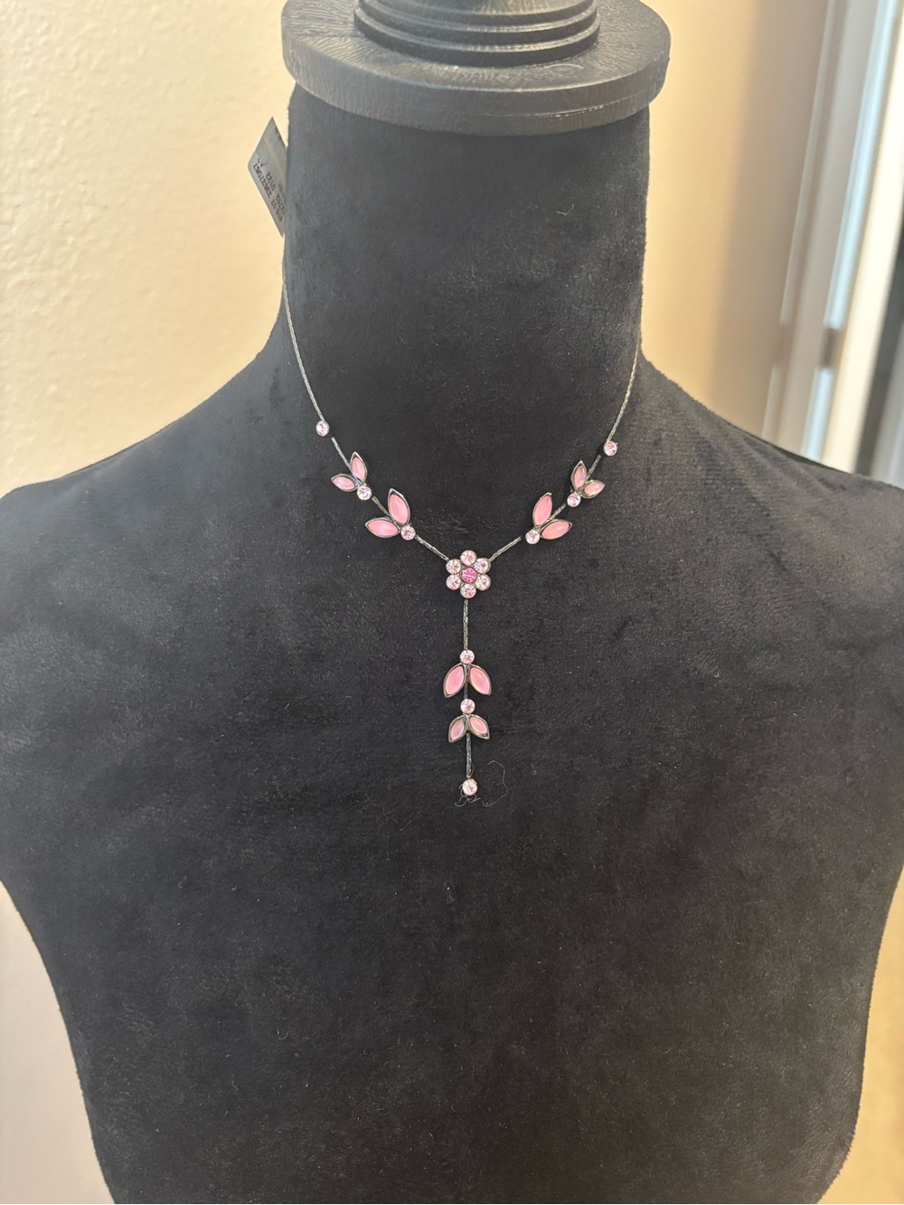 Vintage Pink Floral Drop Necklace for Women
